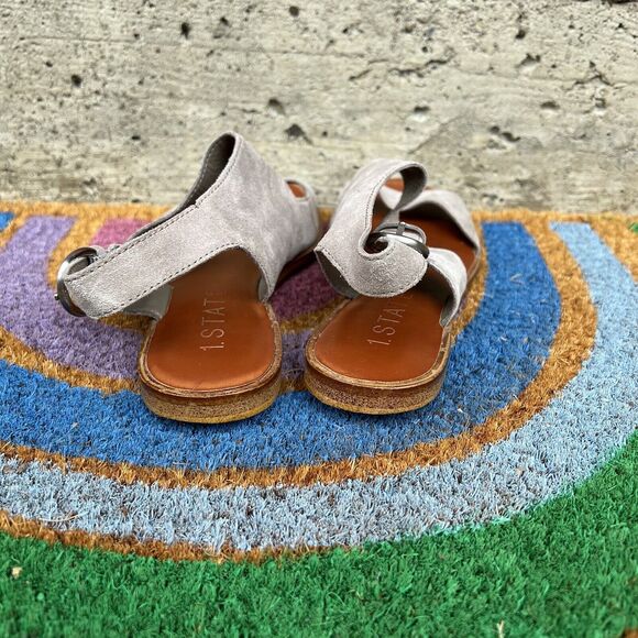 1. State Sandals Size 6.5 Tan Slingback Adjustable Straps Buckle Nordstrom - Picture 4 of 8